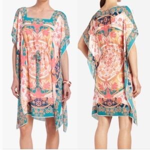BCBGMaxAxria Inesa Swim Beach Pool Coverup Scarf Dress Pink Teal Medium